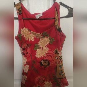 Fitted Red and Green Crop Top Tank